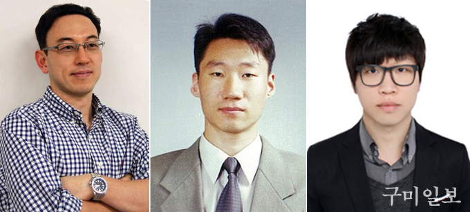 좌측부터 좌측부터 금오공대 김동성 교수, ㈜한화시스템 권용현 수석연구원, 금오공대 ICT융합특성화연구센터 차중혁 연구원
