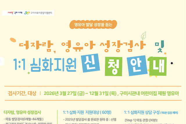 구미시, 영유아 발달 골든타임 사수 위한 '더자람 영유아 성장검사' 본격 추진